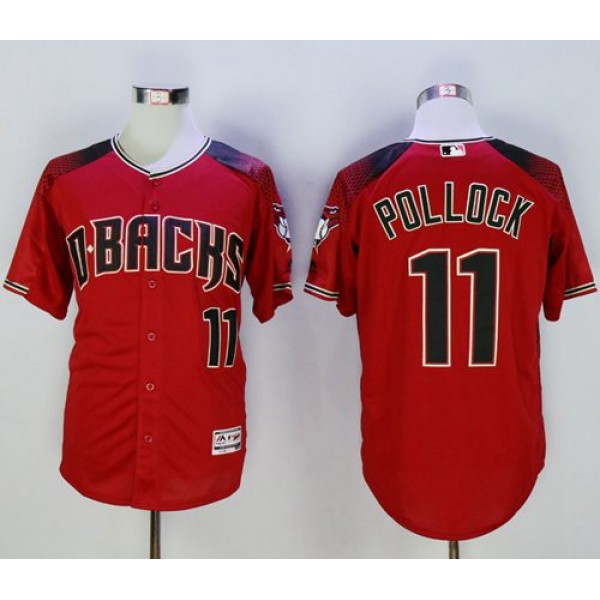 Diamondbacks #11 A. J. Pollock Red Brick New Cool Base Stitched Jersey