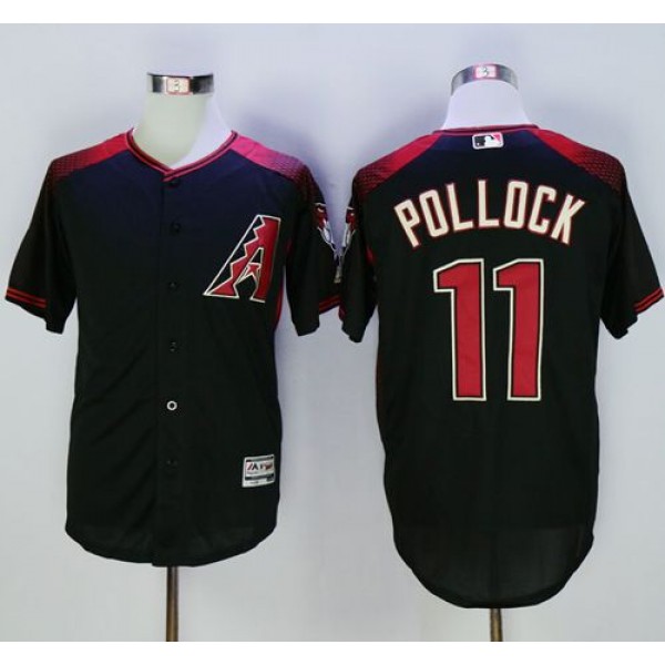 Diamondbacks #11 A. J. Pollock Black Brick New Cool Base Stitched Jersey