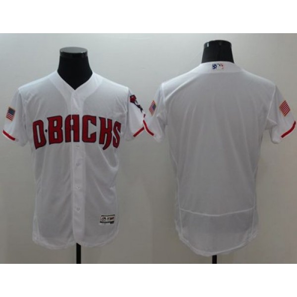 Diamondbacks Blank White Fashion Stars Stripes Flexbase Authentic Stitched Jersey