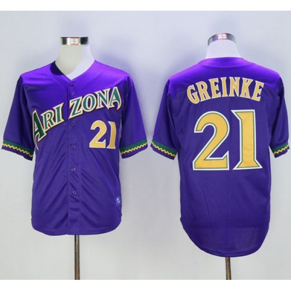 Diamondbacks #21 Zack Greinke Purple Cooperstown Stitched Jersey