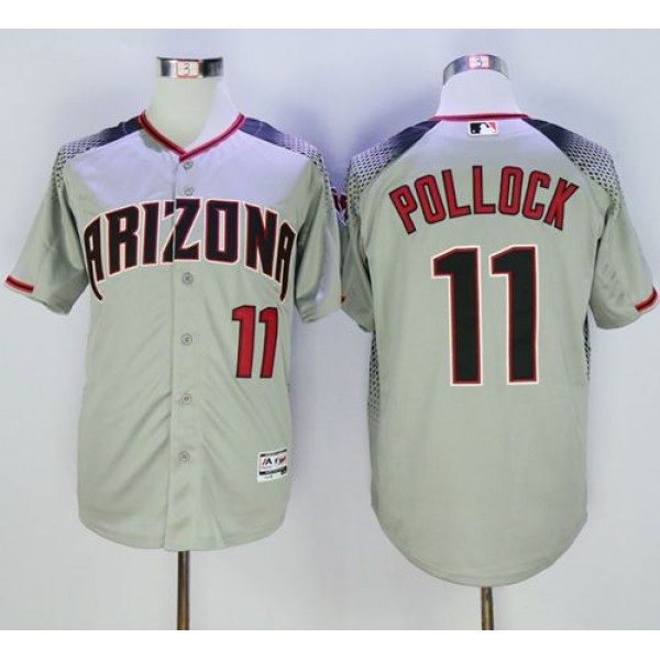 Diamondbacks #11 A. J. Pollock Gray Brick New Cool Base Stitched Jersey