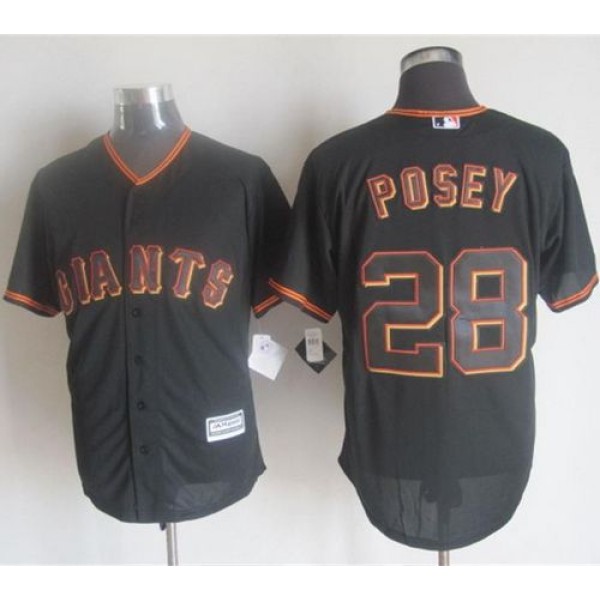 Giants #28 Buster Posey Black New Cool Base Stitched Jersey