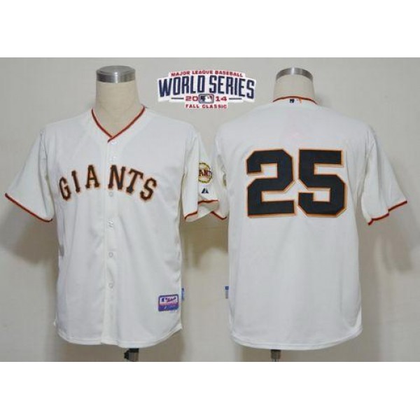 Giants #25 Barry Bonds Cream Cool Base W 2014 World Series Patch Stitched Jersey