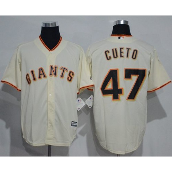 Giants #47 Johnny Cueto Cream New Cool Base Stitched Jersey