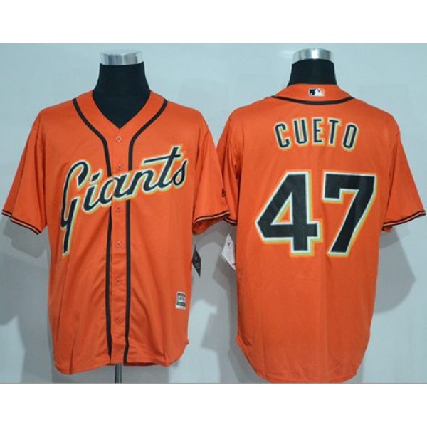 Giants #47 Johnny Cueto Orange New Cool Base Alternate Stitched Jersey