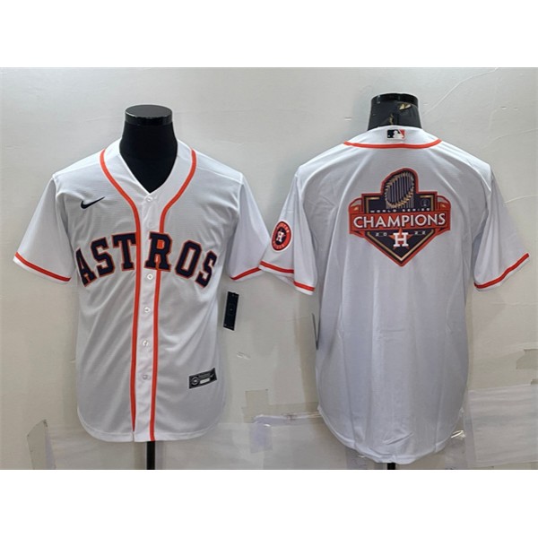 Houston Astros White 2022 World Series Champions Team Big Logo With Patch Cool Base Stitched Jersey