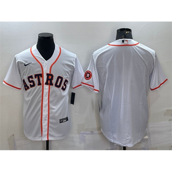 Houston Astros Blank White With Patch Cool Base Stitched Jersey