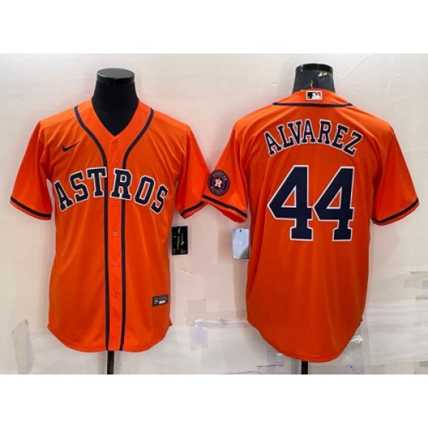 Houston Astros #44 Yordan Alvarez Orange With Patch Cool Base Stitched Jersey