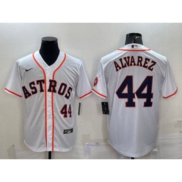 Houston Astros #44 Yordan Alvarez White With Patch Cool Base Stitched Jersey