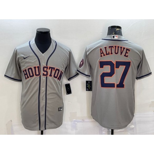 Houston Astros #44 Yordan Alvarez Gray With Patch Cool Base Stitched Jersey