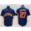 Houston Astros #27 Jose Altuve Navy With Patch Cool Base Stitched Jersey