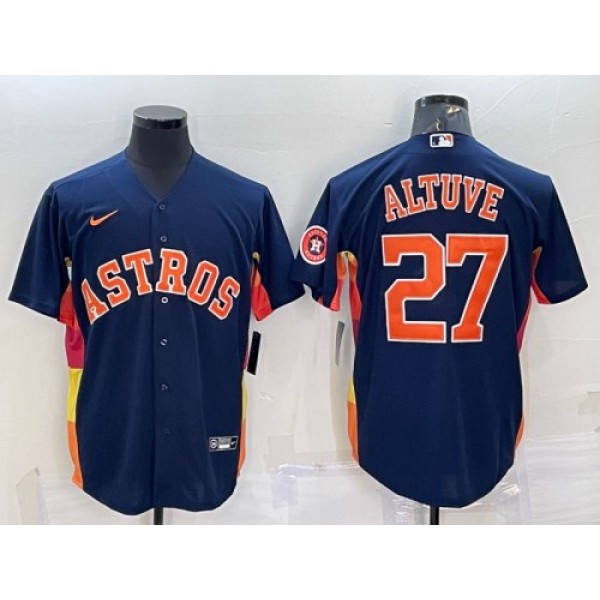 Houston Astros #27 Jose Altuve Navy With Patch Cool Base Stitched Jersey