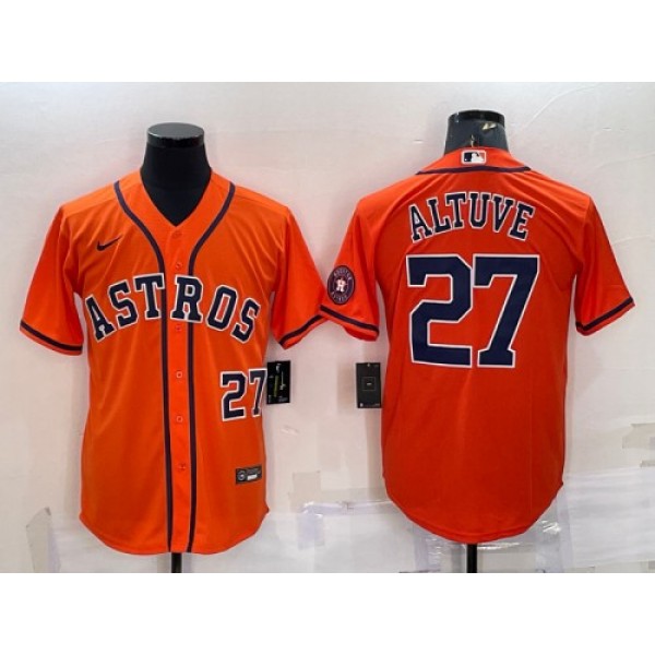 Houston Astros #27 Jose Altuve Orange With Patch Cool Base Stitched Jersey