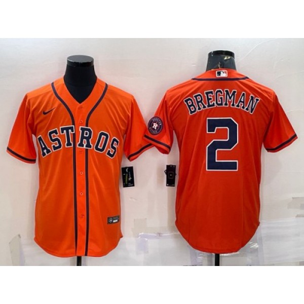 Houston Astros #2 Alex Bregman Orange With Patch Cool Base Stitched Jersey