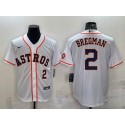 Houston Astros #2 Alex Bregman White With Patch Cool Base Stitched Jersey