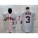 Houston Astros #3 Jeremy Pena White With Patch Cool Base Stitched Jersey