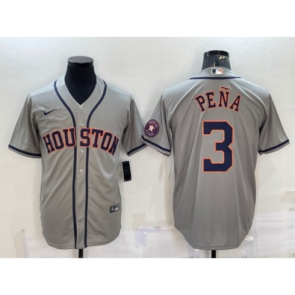 Houston Astros #3 Jeremy Pena Gray With Patch Cool Base Stitched Jersey