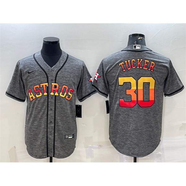 Houston Astros #30 Kyle Tucker Gray Cool Base Stitched Baseball Jersey