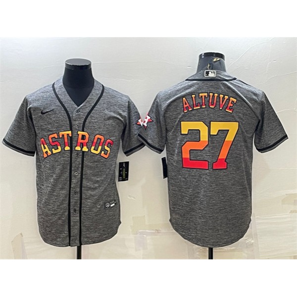 Houston Astros #27 Jose Altuve Grey Cool Base Stitched Baseball Jersey