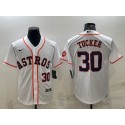 Houston Astros #30 Kyle Tucker White With Patch Cool Base Stitched Jersey