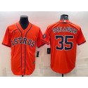 Houston Astros #35 Justin Verlander Orange With Patch Cool Base Stitched Jersey
