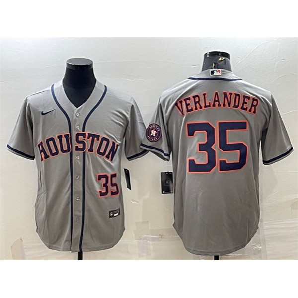 Houston Astros #35 Justin Verlander Gray With Patch Cool Base Stitched Jersey