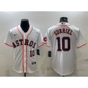 Houston Astros #10 Yuli Gurriel White With Patch Cool Base Stitched Jersey
