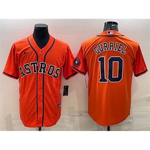 Houston Astros #10 Yuli Gurriel Orange With Patch Cool Base Stitched Jersey