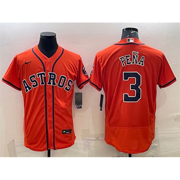 Houston Astros #3 Jeremy Pena Orange Flex Base Stitched Baseball Jersey