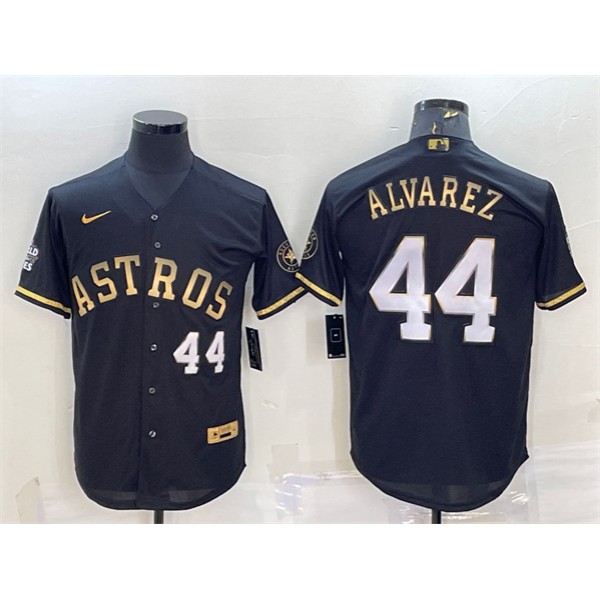 Houston Astros #44 Yordan Alvarez Black Gold 2022 World Series Stitched Baseball Jersey