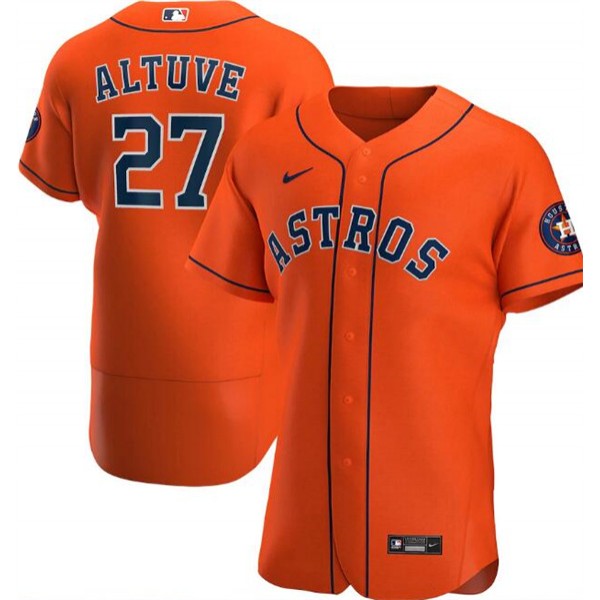 Houston Astros #27 Jose Altuve Orange Flex Base Stitched Jersey