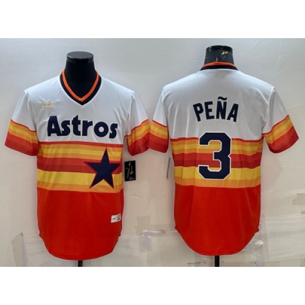 Houston Astros #3 Jeremy Pena Orange Rainbow Cool Base Stitched Jersey