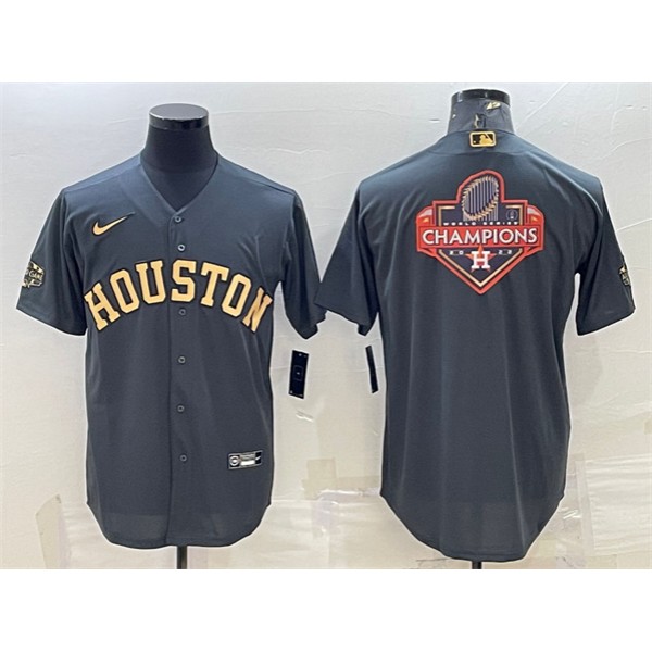Houston Astros All-Star Charcoal 2022 World Series Champions Team Big Logo Cool Base Stitched Jersey