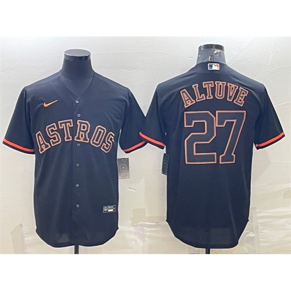 Houston Astros #27 Jose Altuve Black Cool Base Stitched Jersey