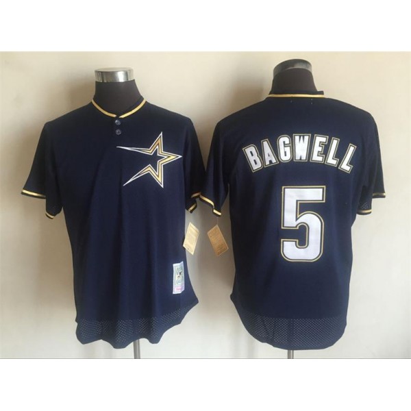 Houston Astros #5 Jeff Bagwell Mitchell And Ness Navy Blue 1997 Throwback Stitched Jersey