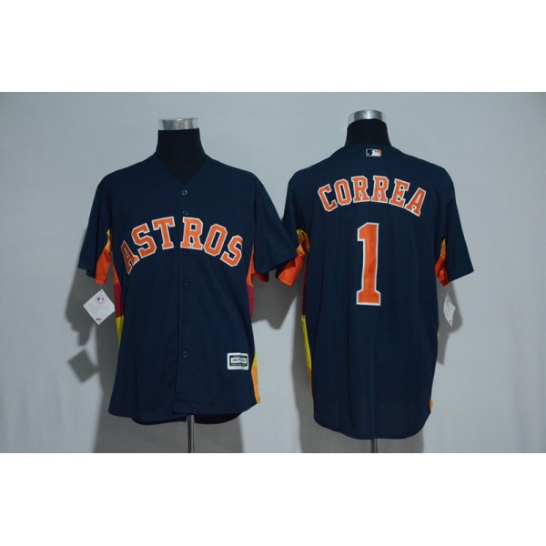 Houston Astros #1 Carlos Correa Majestic Navy Alternate Cool Base Stitched Jersey