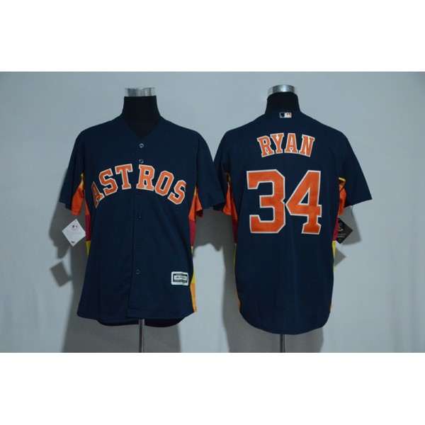Houston Astros #34 Nolan Ryan Majestic Navy Alternate Cool Base Stitched Jersey