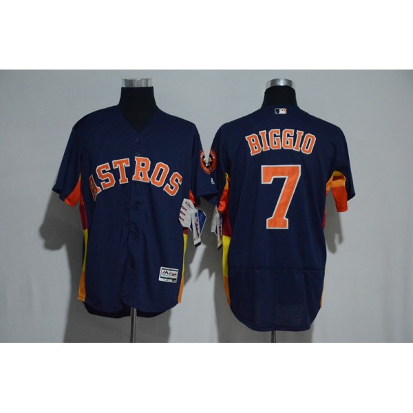Houston Astros #7 Craig Biggio Majestic Alternate Navy Flex Base Authentic Collection Stitched Jersey