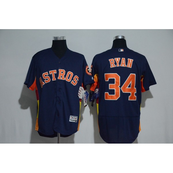 Houston Astros #34 Nolan Ryan Majestic Alternate Navy Flex Base Authentic Collection Stitched Jersey