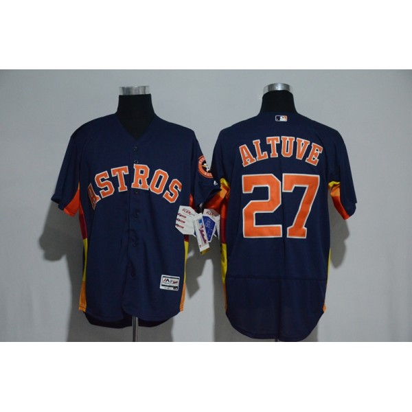 Houston Astros #27 Jose Altuve Majestic Alternate Navy Flex Base Authentic Collection Stitched Jersey