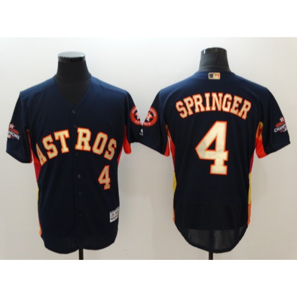 Houston Astros #4 George Springer Navy 2018 Gold Program Flexbase Stitched Jersey