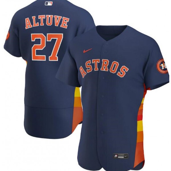 Houston Astros Navy #27 Jose Altuve Flex Base Stitched Jersey