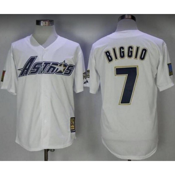 Houston Astros #7 Craig Biggio White Cool Base Stitched Baseball Jersey