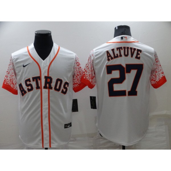 Houston Astros #27 Jose Altuve White City Connect Cool Base Stitched Baseball Jersey