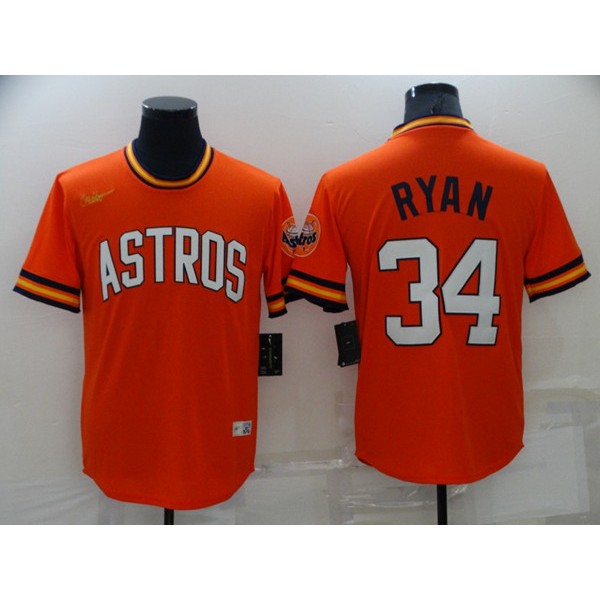 Houston Astros #34 Nolan Ryan Orange Cool Base Stitched Jersey