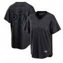 Houston Astros #27 Jose Altuve Black Pitch Black Fashion Replica Stitched Jersey