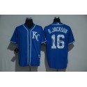 Kansas City Royals #16 Bo Jackson Blue Team Logo Print Cool Base Stitched Jersey