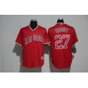 Los Angeles Angels #27 Mike Trout Red Team Logo Print Cool Base Stitched Jersey