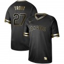Los Angeles Angels #27 Mike Trout Black Gold Stitched Jersey
