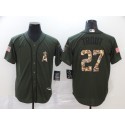 Los Angeles Angels #27 Mike Trout Olive Cool Base Stitched Jersey